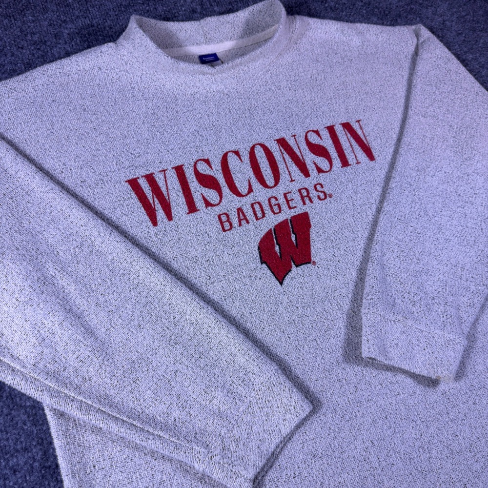 Vintage Bottom Drawers Wisconsin Badgers Sweatshirt Womens Large Gray Pullover